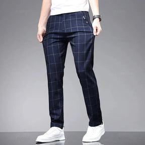 Calça Social Xadrez Masculina Bonzzano BZ224 com modelagem slim fit.