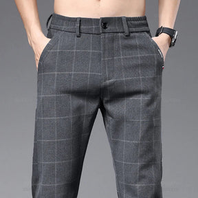 Calça Social Xadrez Masculina Bonzzano BZ224 com modelagem slim fit.