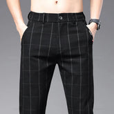 Calça Social Xadrez Masculina Bonzzano BZ224 com modelagem slim fit.