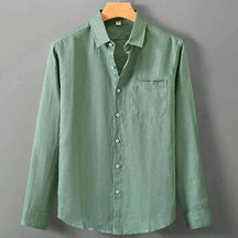 Camisa de Linho Masculina Bonzzano BZ001 em linho nobre, elegante e confortável.