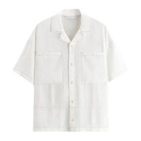 Camisa Masculina Bonzzano BZ361 em linho com contraste, moderna e confortável.