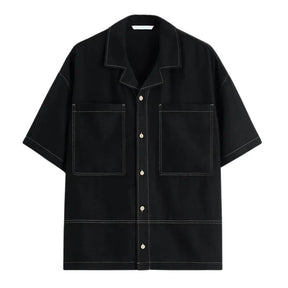 Camisa Masculina Bonzzano BZ361 em linho com contraste, moderna e confortável.