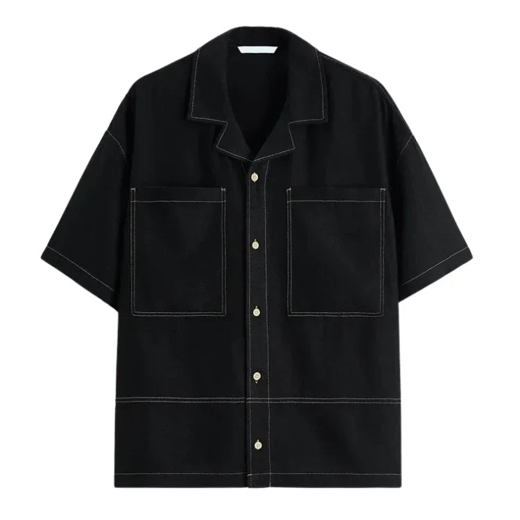Camisa Masculina Bonzzano BZ361 em linho com contraste, moderna e confortável.