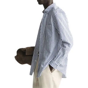 Camisa masculina listrada em linho Bonzzano BZ358 com design elegante.