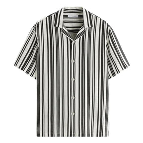 Camisa Masculina em Linho Listrada Bonzzano BZ359 com colarinho acampamento
