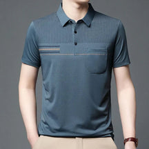 Camisa Polo Masculina Bonzzano BZ199 em algodão com listras discretas