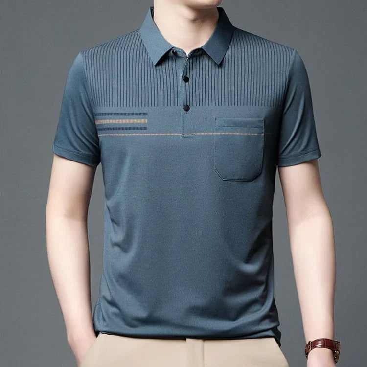 Camisa Polo Masculina Bonzzano BZ199 em algodão com listras discretas