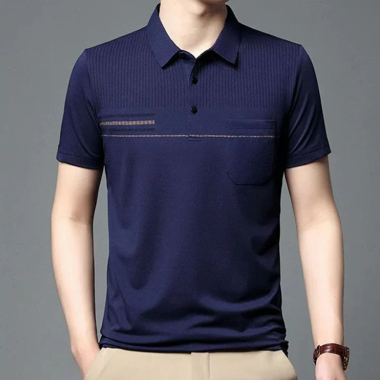 Camisa Polo Masculina Bonzzano BZ199 em algodão com listras discretas