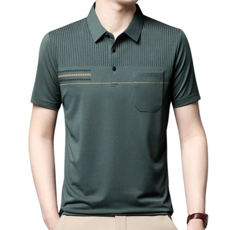 Camisa Polo Masculina Bonzzano BZ199 em algodão com listras discretas