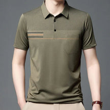 Camisa Polo Masculina Bonzzano BZ199 em algodão com listras discretas