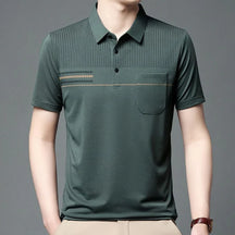 Camisa Polo Masculina Bonzzano BZ199 em algodão com listras discretas