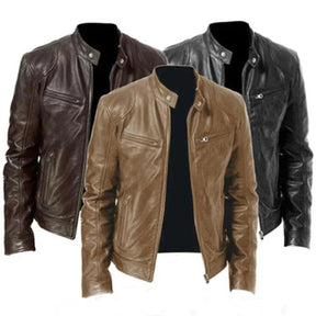 Jaqueta de Couro Masculina Bonzzano BZ095 com design racer e acabamento premium.