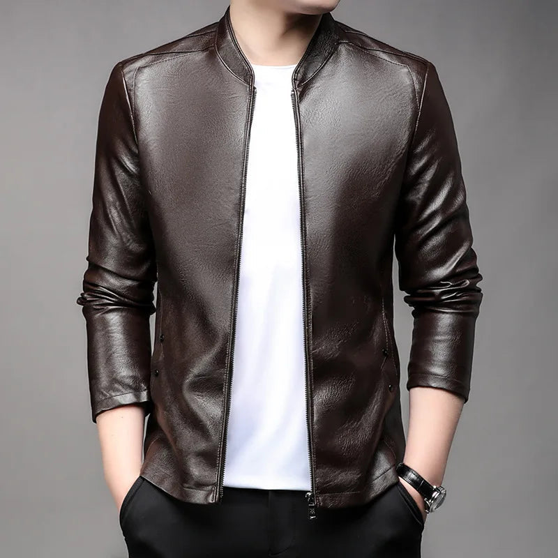 Jaqueta De Couro Masculina Bonzzano BZ169 com design clássico e elegante
