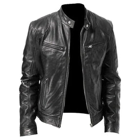 Jaqueta de Couro Masculina Bonzzano BZ095 com design racer e acabamento premium.