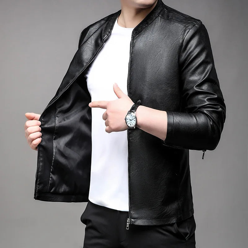 Jaqueta De Couro Masculina Bonzzano BZ169 com design clássico e elegante