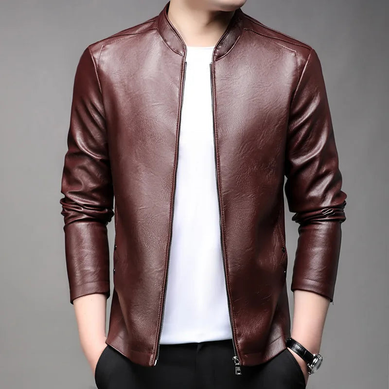 Jaqueta De Couro Masculina Bonzzano BZ169 com design clássico e elegante