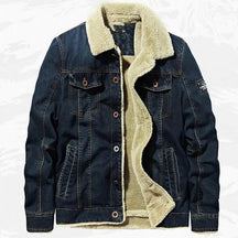 Jaqueta Jeans Masculina Bonzzano BZ137 com forro de lã e colarinho sofisticado.