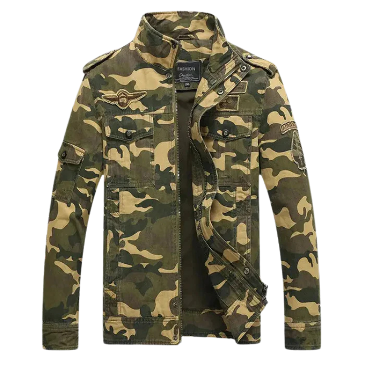 Jaqueta Masculina Camuflada Bonzzano BZ151 com estampa moderna e forro acolchoado.