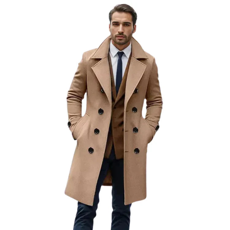 Sobretudo Masculino Longo Bonzzano BZ240 em lã e algodão com design elegante.