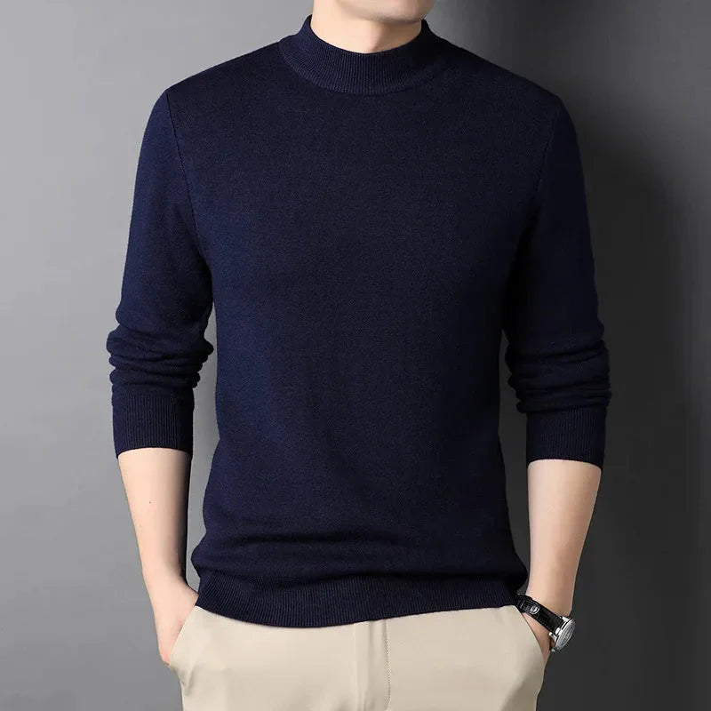 Suéter Masculino Bonzzano BZ180 em lã com gola alta, elegante e confortável.