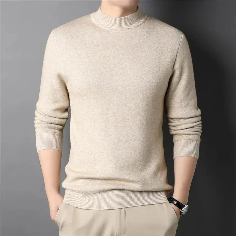 Suéter Masculino Bonzzano BZ180 em lã com gola alta, elegante e confortável.