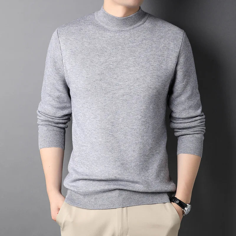 Suéter Masculino Bonzzano BZ180 em lã com gola alta, elegante e confortável.