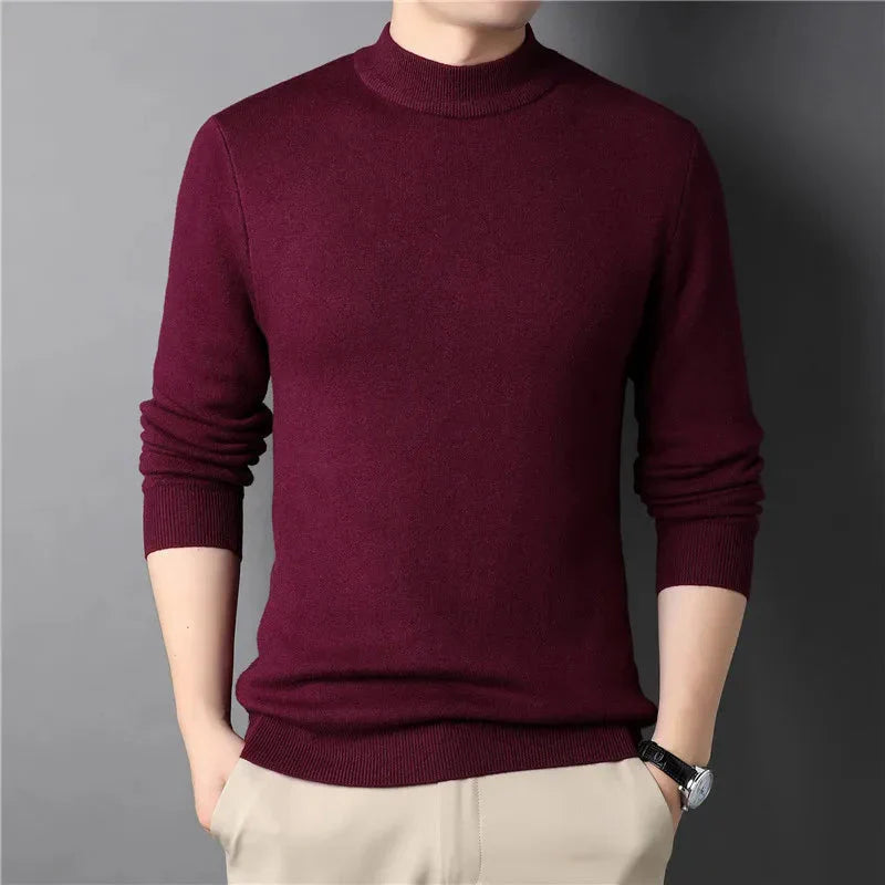 Suéter Masculino Bonzzano BZ180 em lã com gola alta, elegante e confortável.