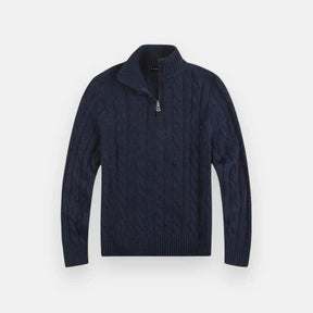 Suéter Masculino Bonzzano BZ018 em tricot premium com meio zíper