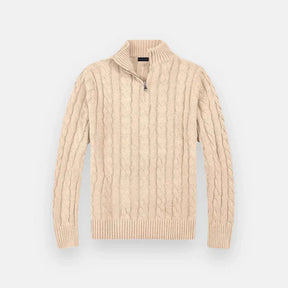 Suéter Masculino Bonzzano BZ018 em tricot premium com meio zíper