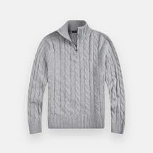 Suéter Masculino Bonzzano BZ018 em tricot premium com meio zíper