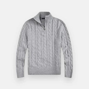 Suéter Masculino Bonzzano BZ018 em tricot premium com meio zíper