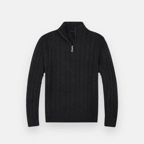 Suéter Masculino Bonzzano BZ018 em tricot premium com meio zíper