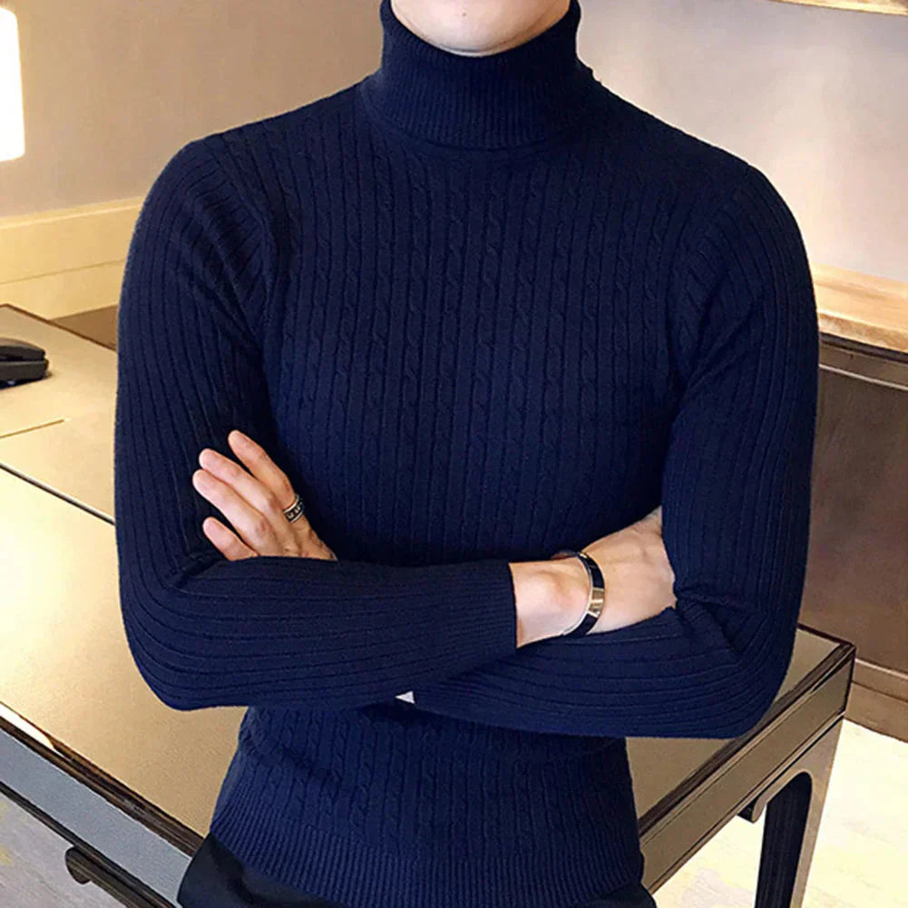 Suéter Masculino Pullover de Gola Alta Bonzzano BZ177 em modelagem slim fit