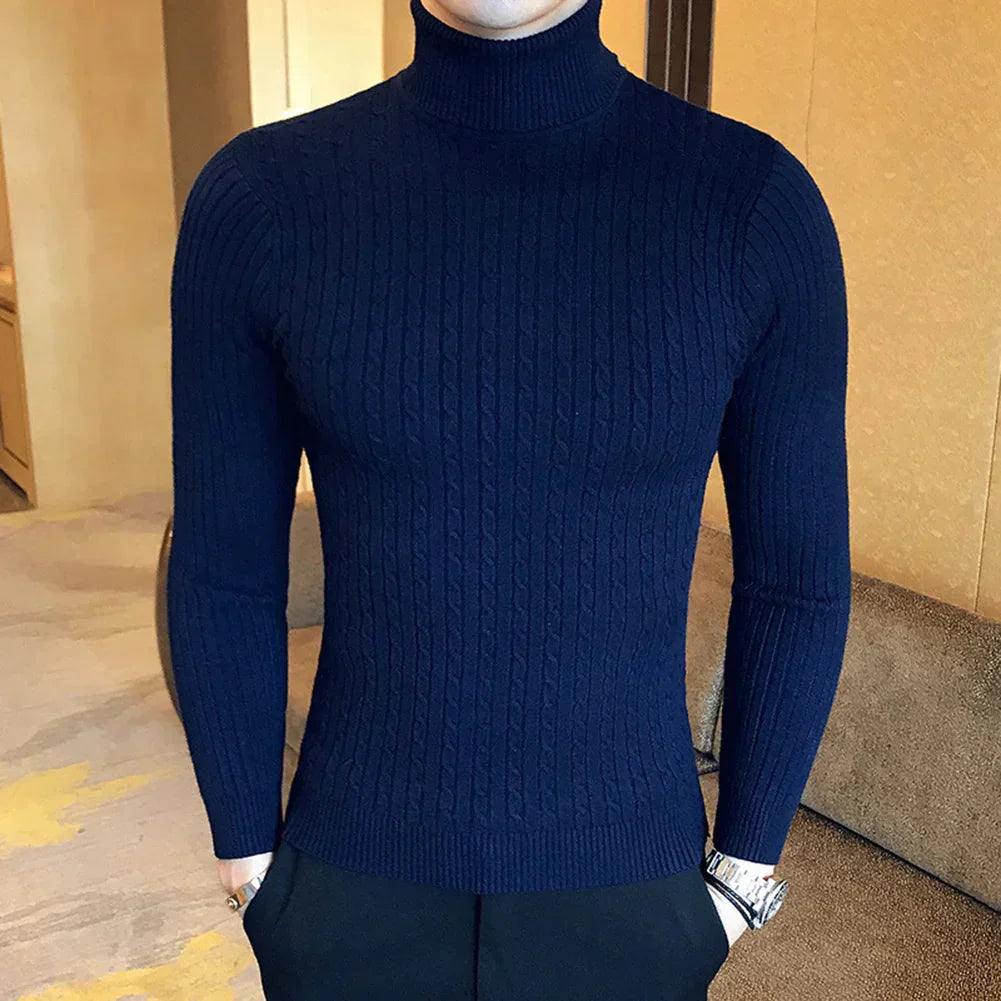 Suéter Masculino Pullover de Gola Alta Bonzzano BZ177 em modelagem slim fit
