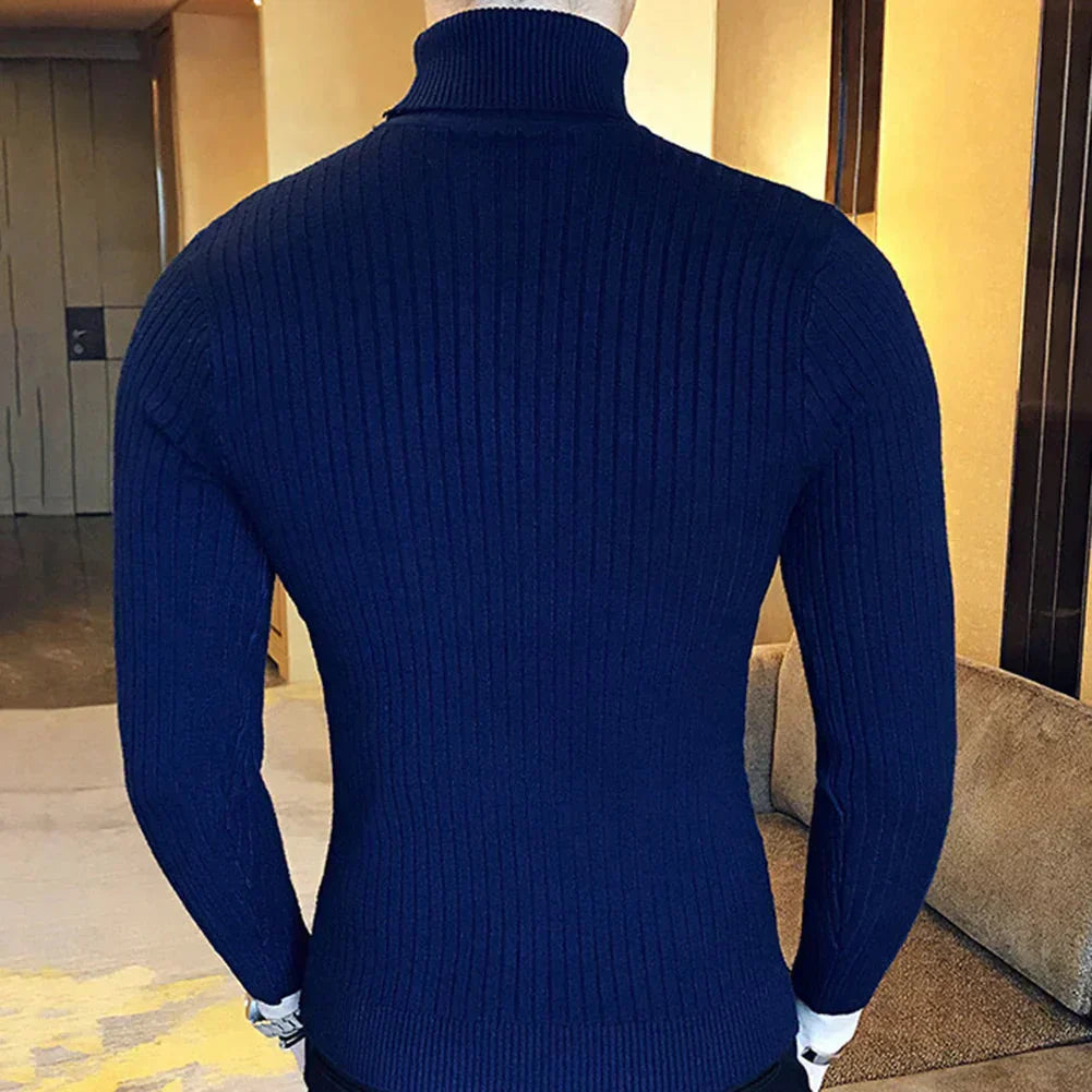 Suéter Masculino Pullover de Gola Alta Bonzzano BZ177 em modelagem slim fit